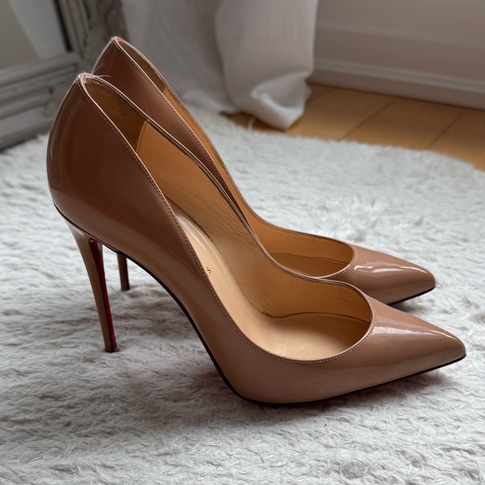 Christian Louboutin Nude Patent Leather Pumps with Red Sole